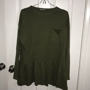 NWT ZARA TRF olive green long sleeve